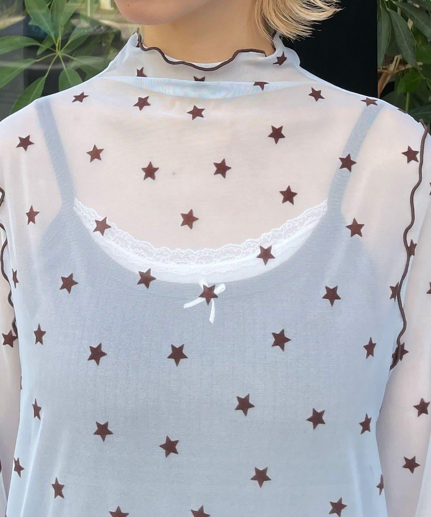 【HELLO.SANFRANCISCO/ハローサンフランシスコ】植絨星星圖案透視上衣