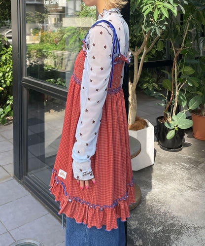 【HELLO.SANFRANCISCO/ハローサンフランシスコ】格紋天鵝絨抽褶長款上衣