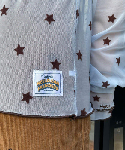 【HELLO.SANFRANCISCO/ハローサンフランシスコ】植絨星星圖案透視上衣