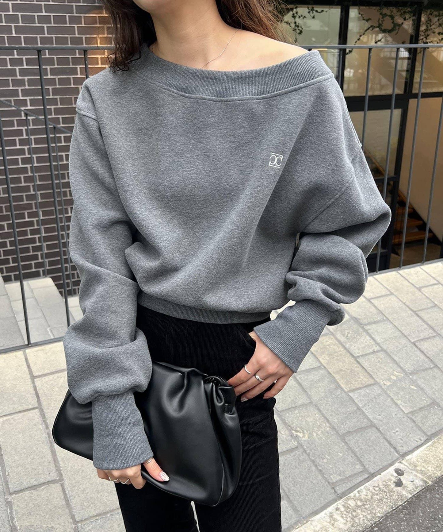 1點裝飾粘合衛衣