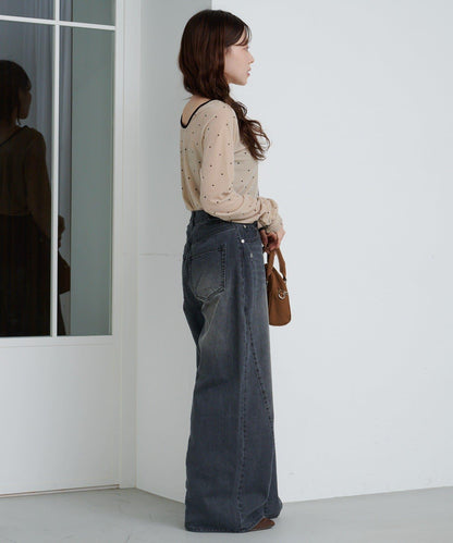 波點天鵝絨蝴蝶結套頭衫