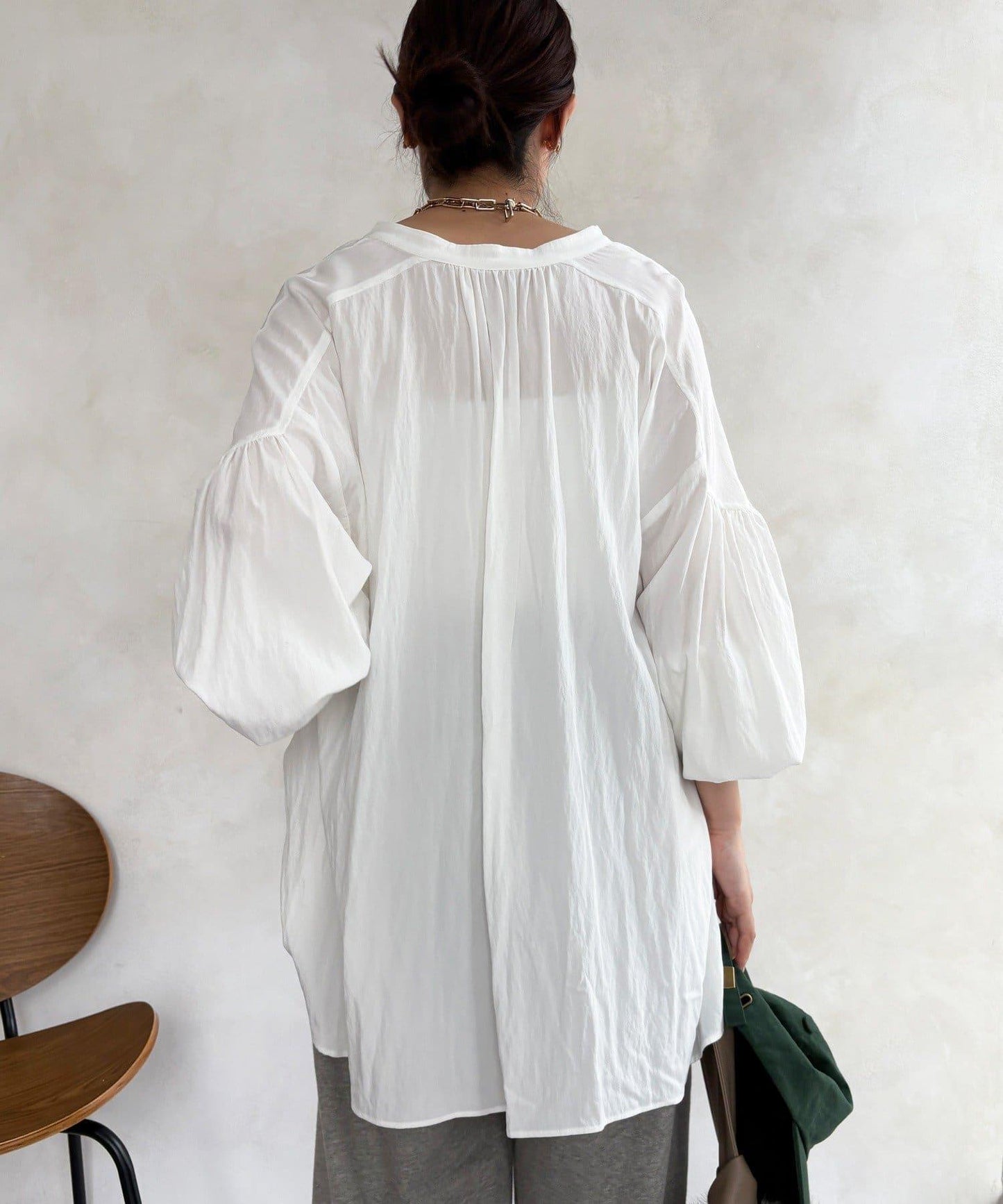 褶皺長款襯衫