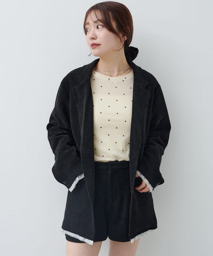 波點天鵝絨蝴蝶結領套頭衫