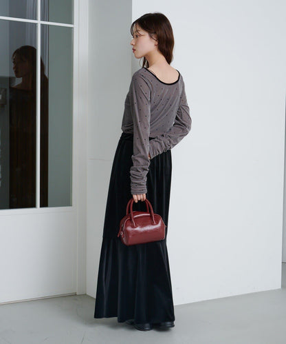 波點天鵝絨蝴蝶結套頭衫