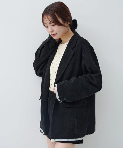 波點天鵝絨蝴蝶結領套頭衫