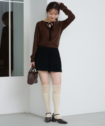 波點天鵝絨蝴蝶結套頭衫