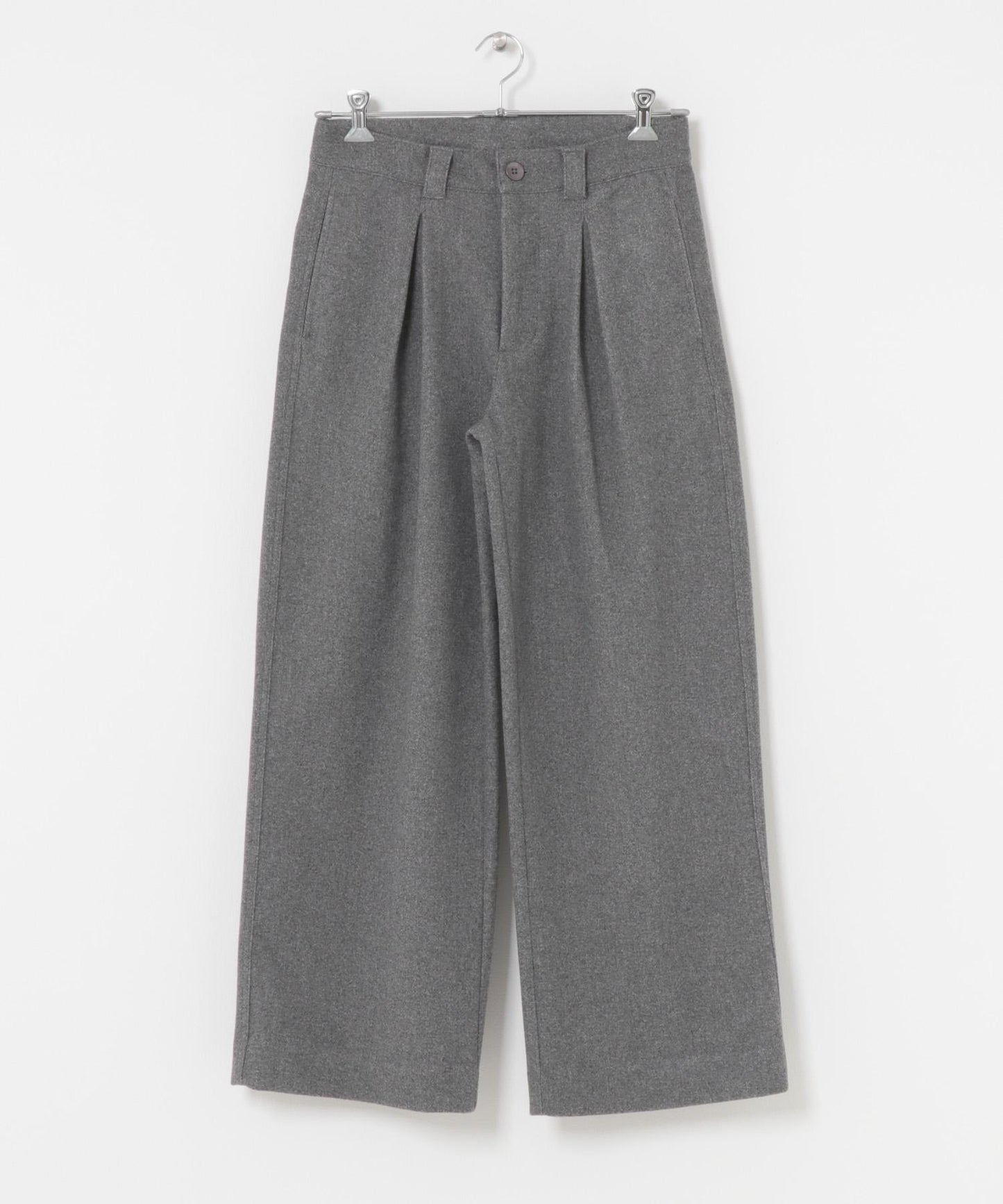 針織呢料褶皺寬腿褲