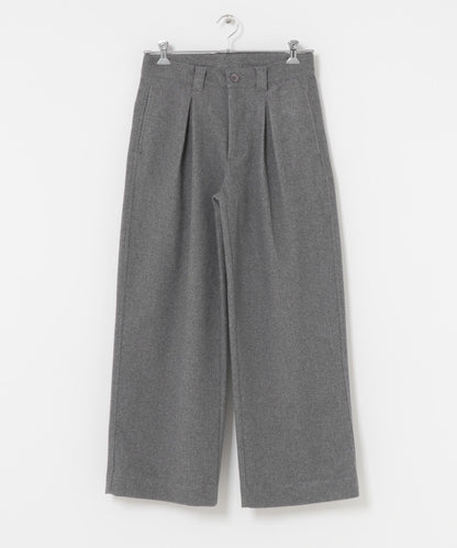 針織呢料褶皺寬腿褲