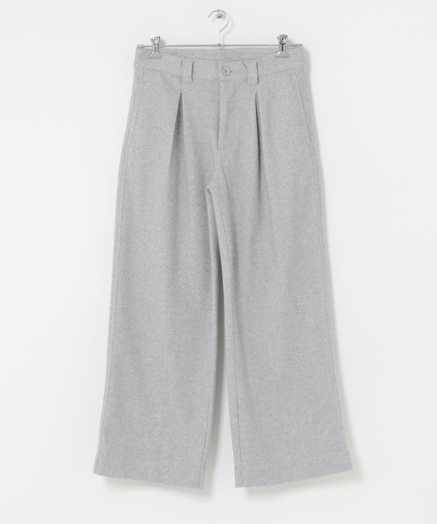 針織呢料褶皺寬腿褲