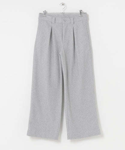 針織呢料褶皺寬腿褲