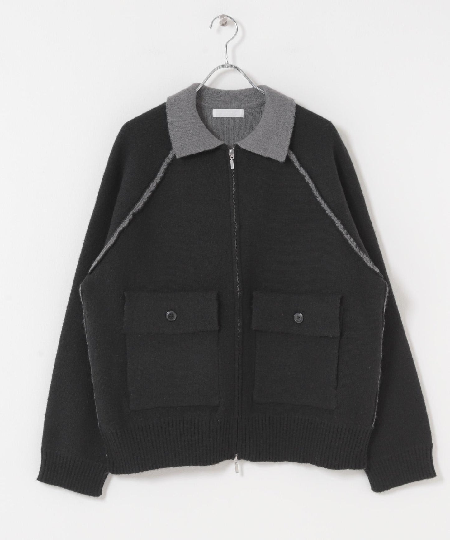 拼色針織拉鍊夾克