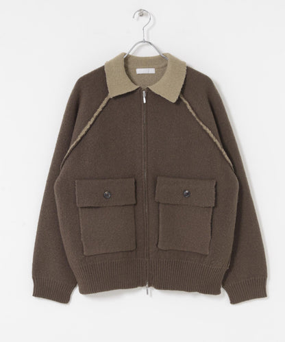 拼色針織拉鍊夾克