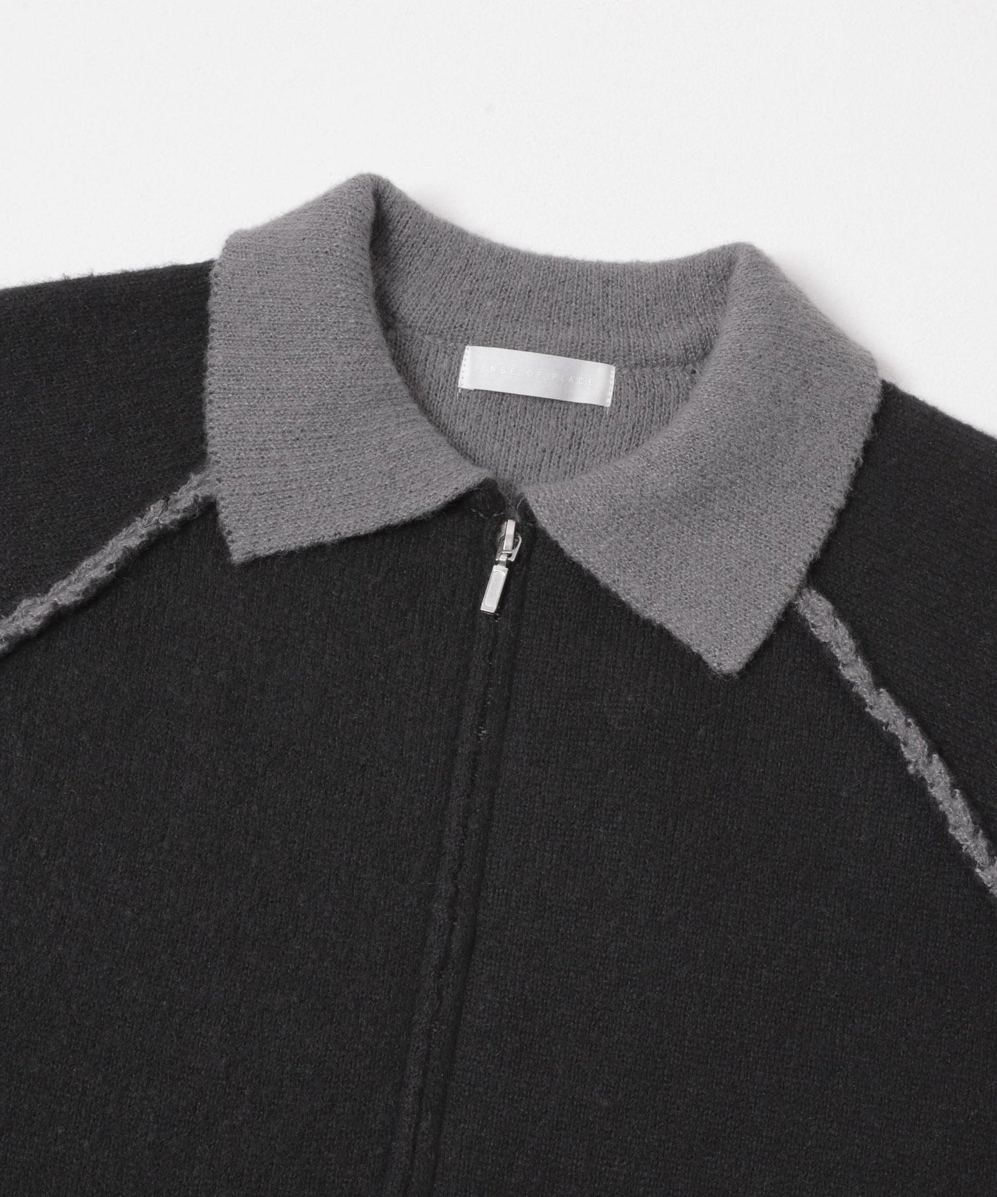 拼色針織拉鍊夾克