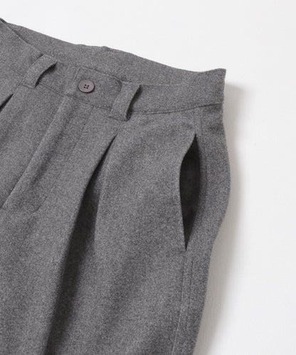 針織呢料褶皺寬腿褲