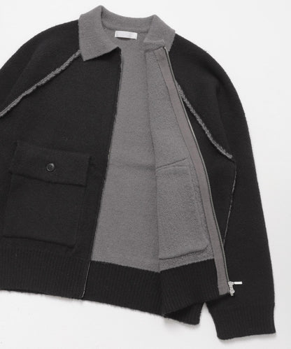 拼色針織拉鍊夾克
