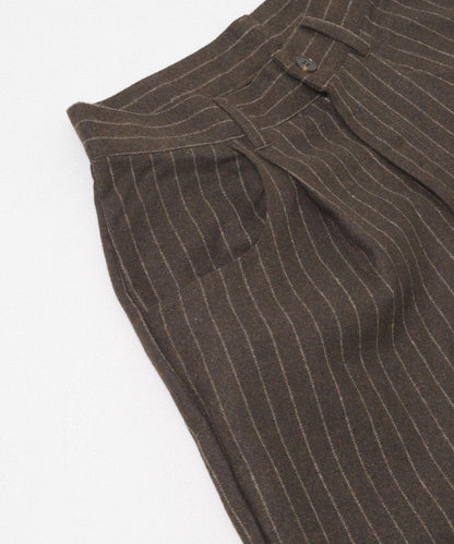 羊毛混紡弧形口袋直筒褲