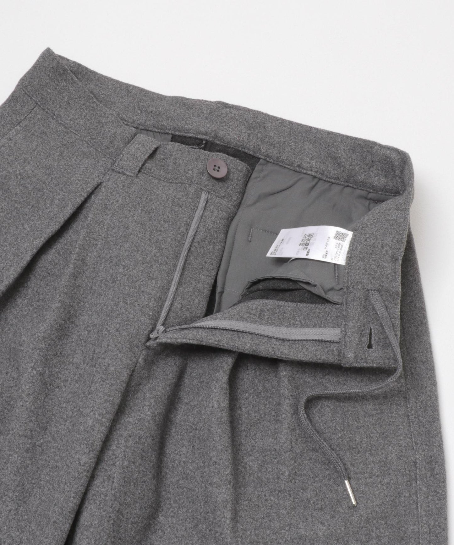 針織呢料褶皺寬腿褲