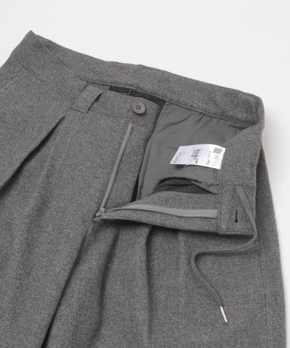 針織呢料褶皺寬腿褲