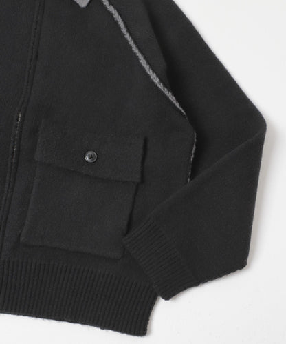 拼色針織拉鍊夾克