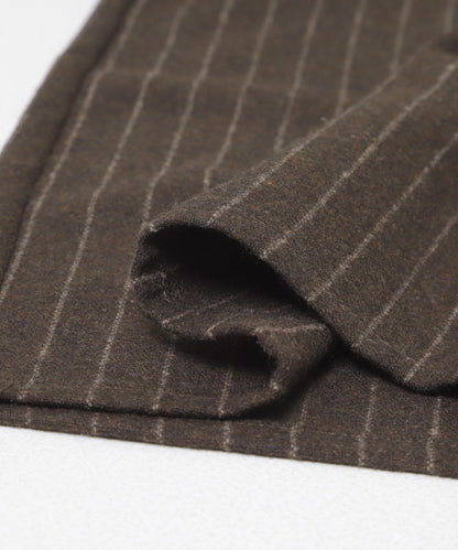 羊毛混紡弧形口袋直筒褲