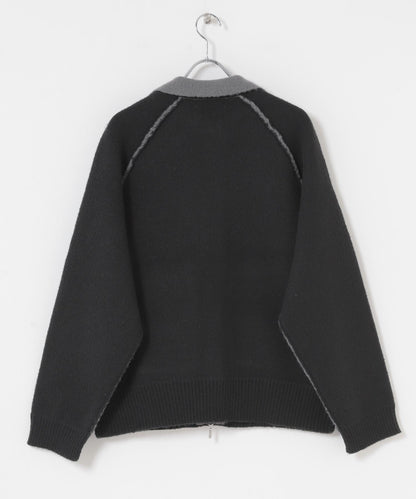 拼色針織拉鍊夾克