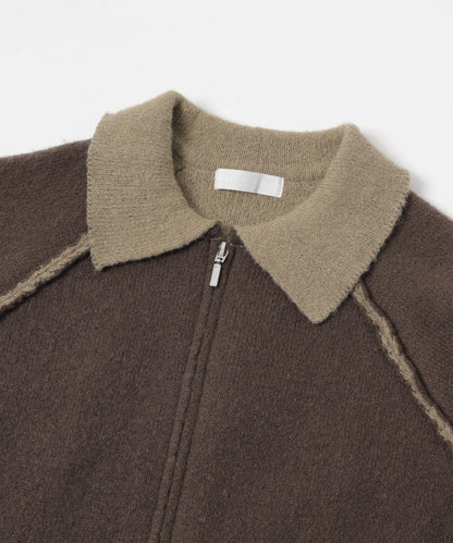 拼色針織拉鍊夾克