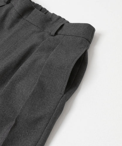 羊毛感雙褶寬腿褲