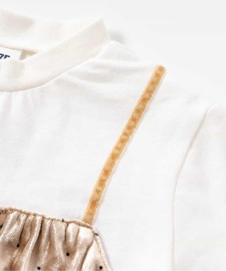 天鵝絨波點拼接材質上衣