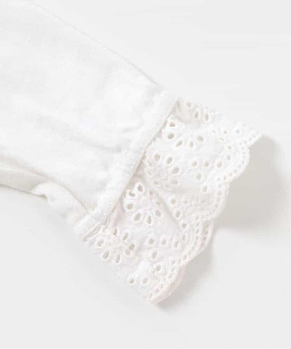 天鵝絨波點拼接材質上衣