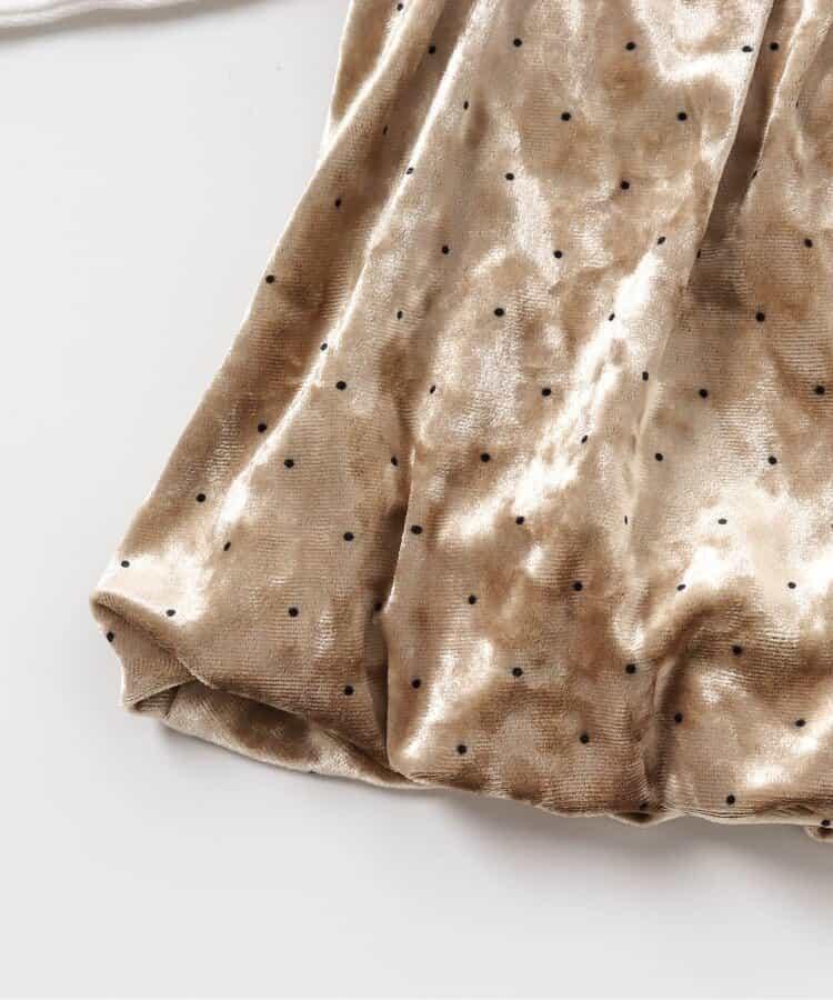 天鵝絨波點拼接材質上衣