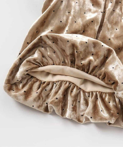 天鵝絨波點拼接材質上衣