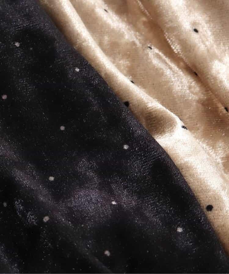 天鵝絨波點拼接材質上衣