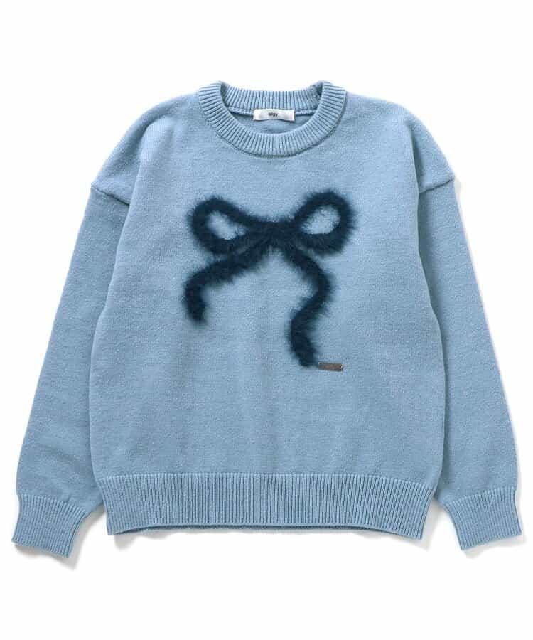 毛絨蝴蝶結針織衫