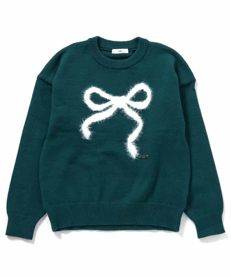 毛絨蝴蝶結針織衫