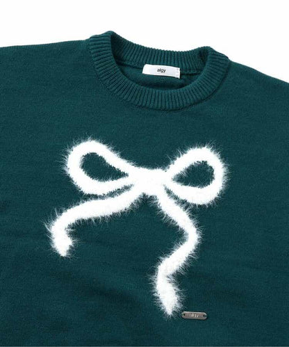 毛絨蝴蝶結針織衫