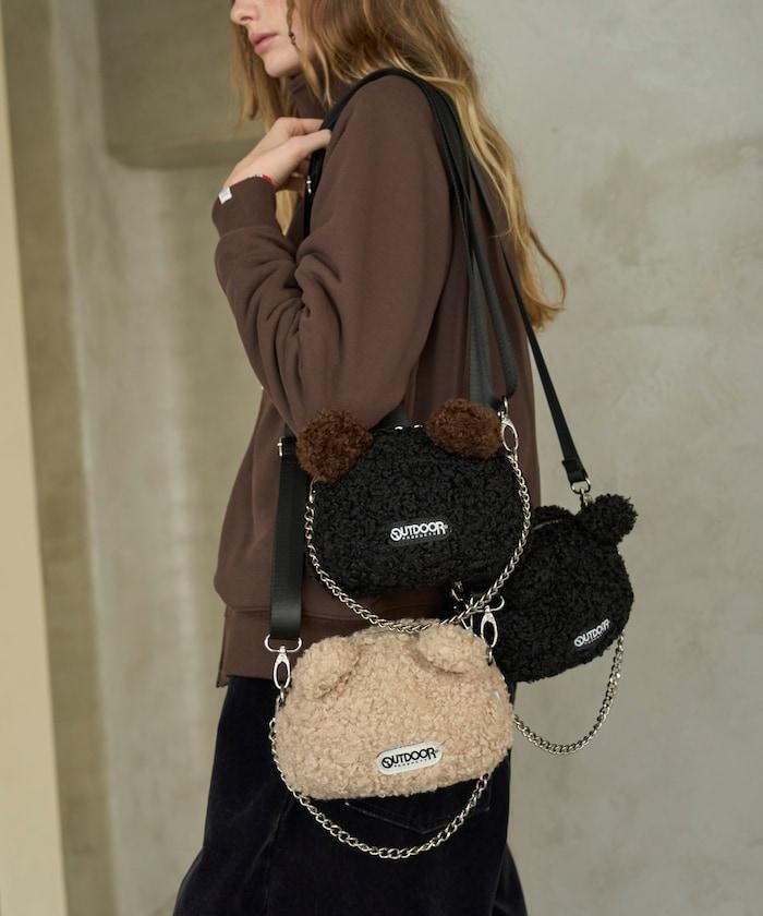 x BASICKS 仿羊羔絨熊造型包