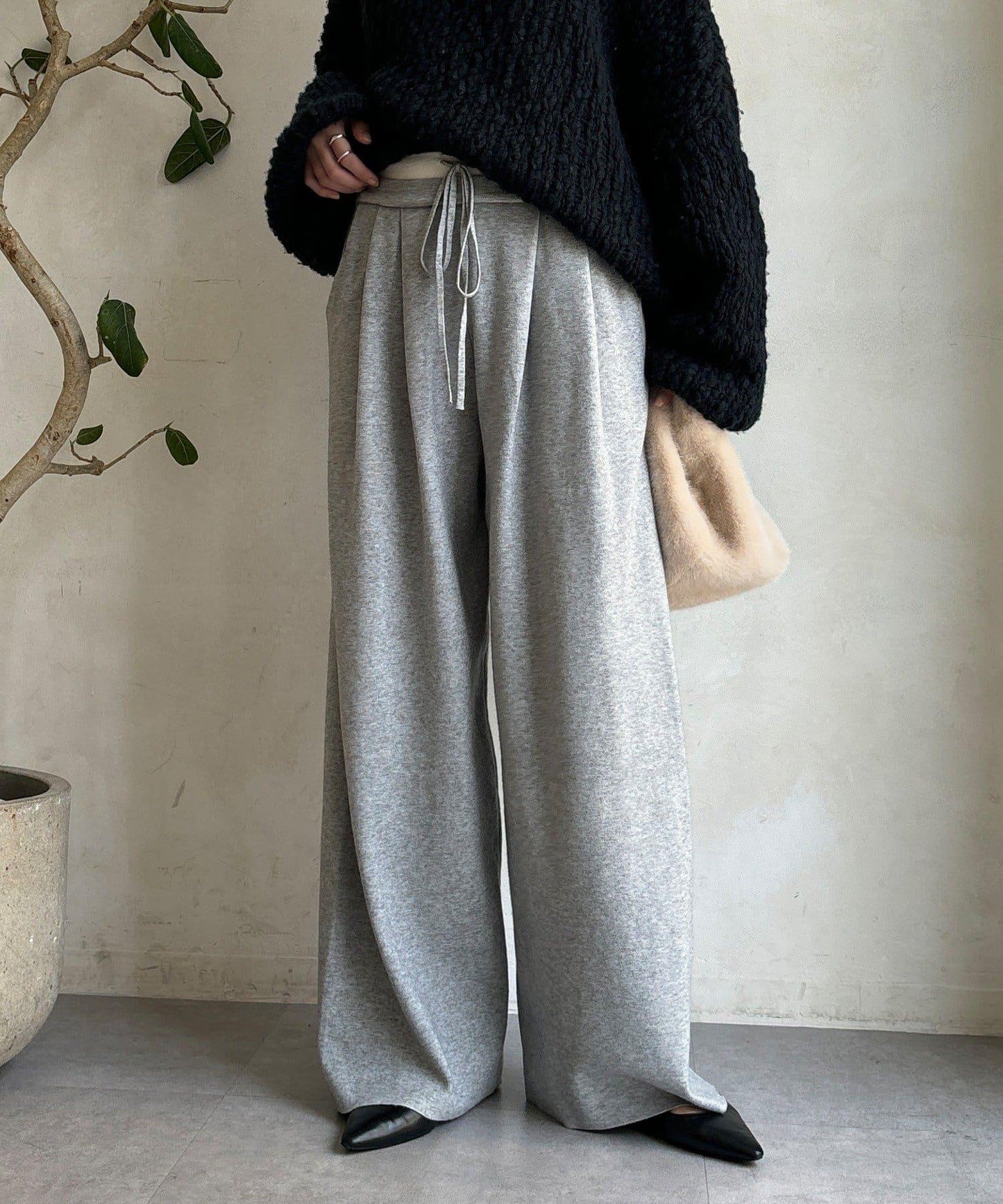 雙層腰設計針織褲