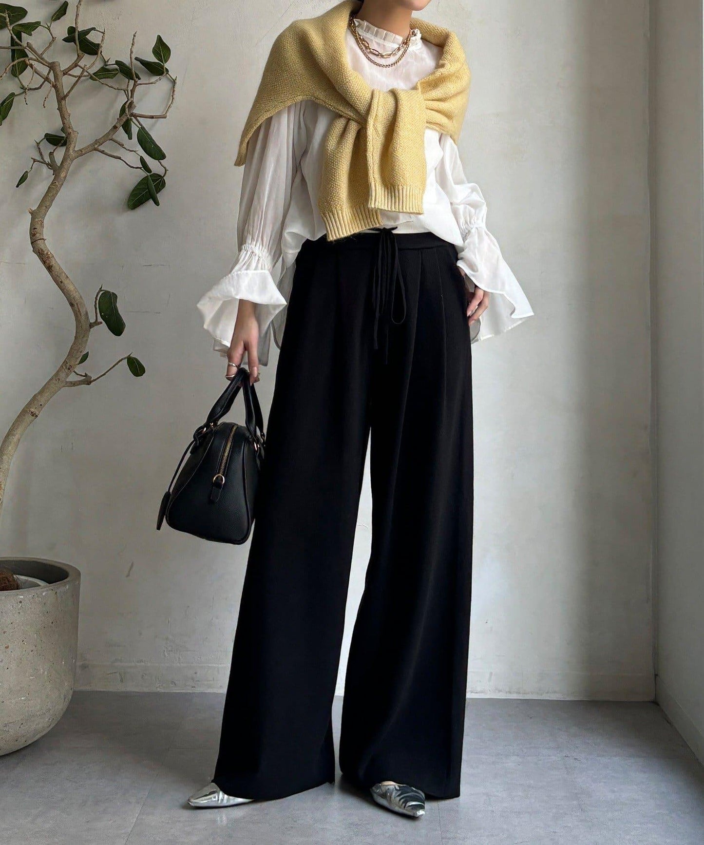 雙層腰設計針織褲