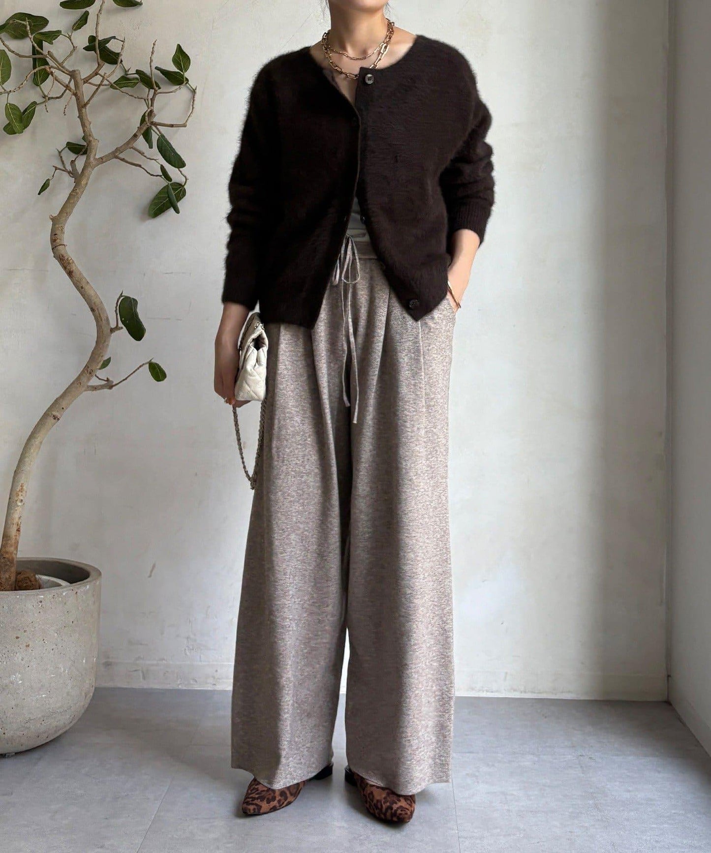 雙層腰設計針織褲