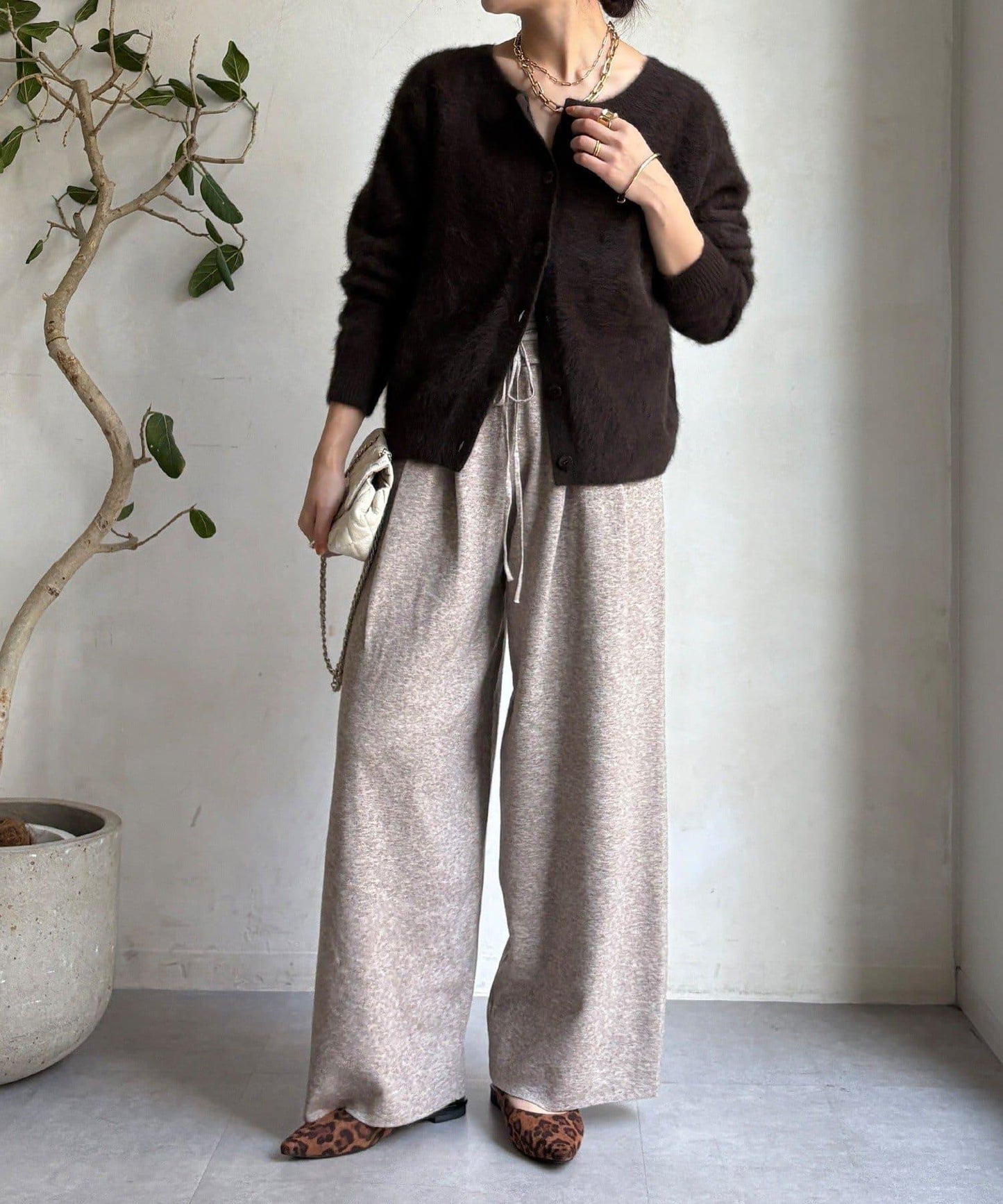 雙層腰設計針織褲