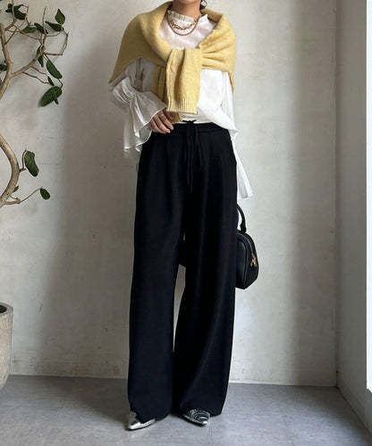 雙層腰設計針織褲