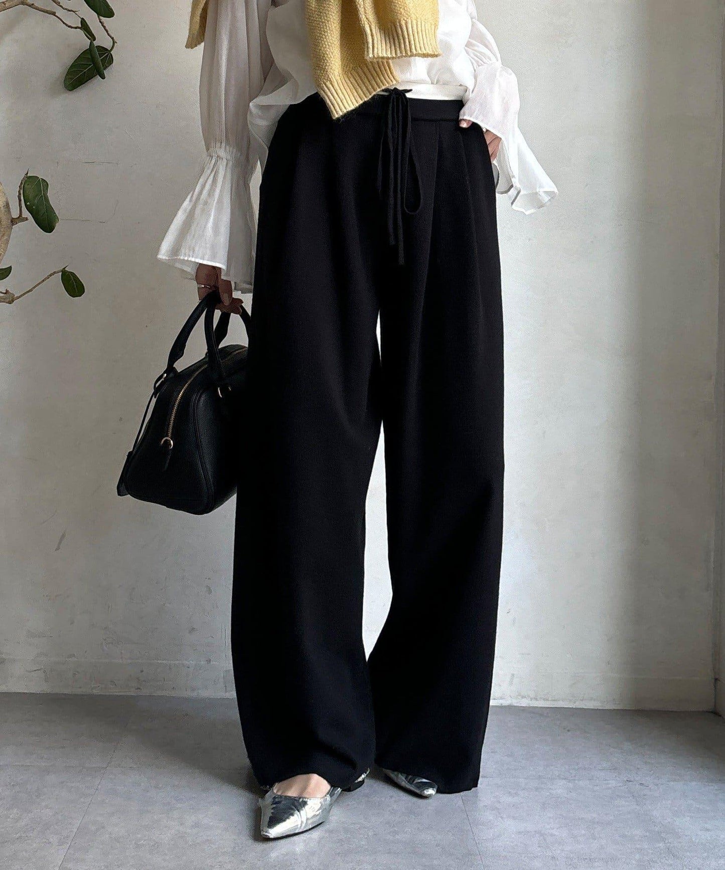 雙層腰設計針織褲