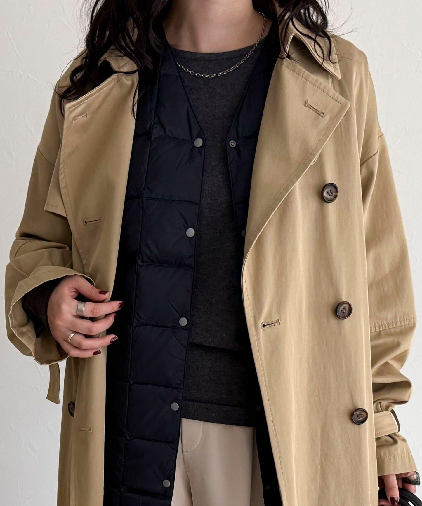 【TAION】V領長款羽絨馬甲