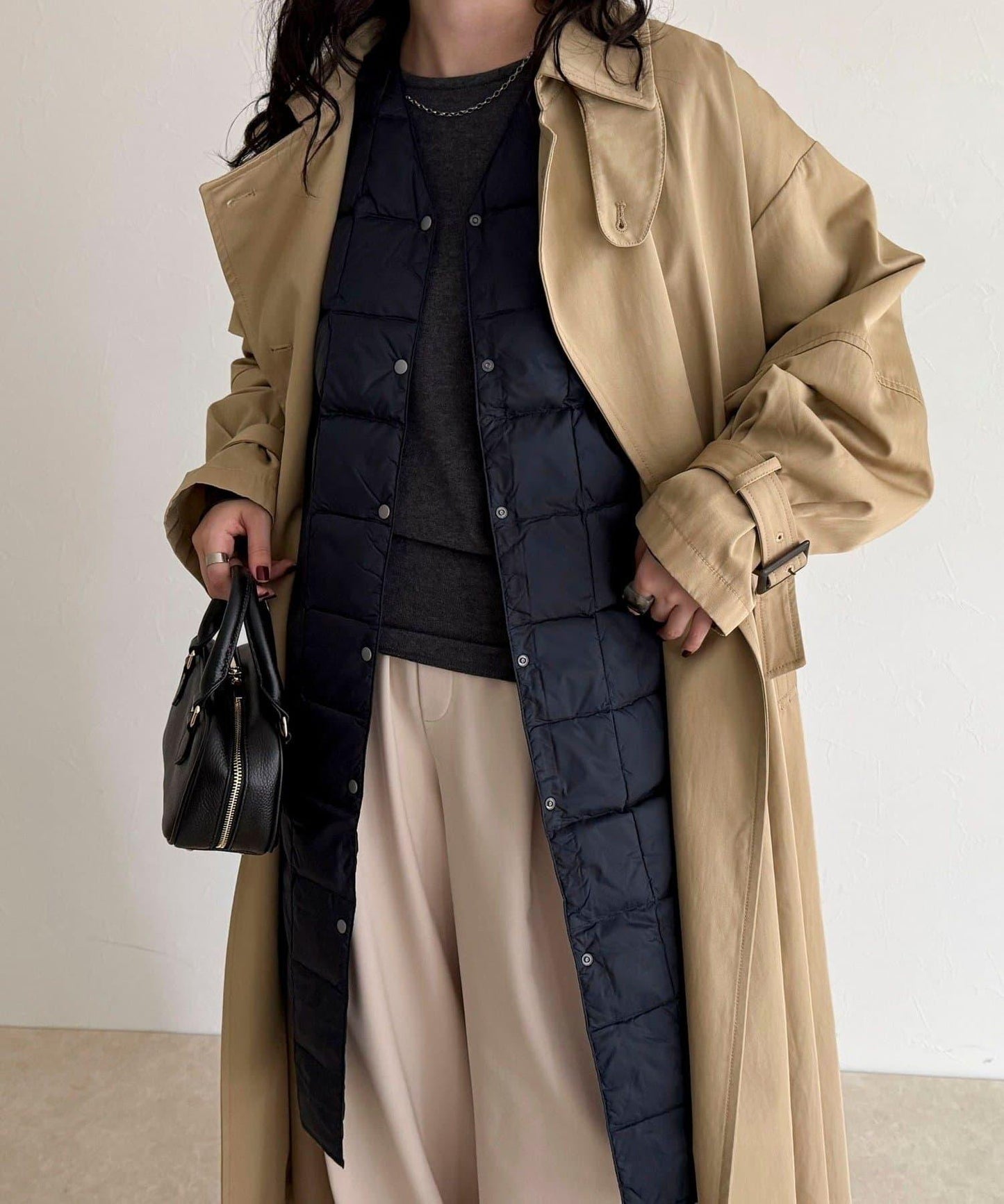 【TAION】V領長款羽絨馬甲