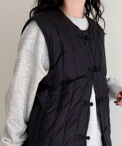 【TAION】可雙面穿中式扣內膽羽絨背心