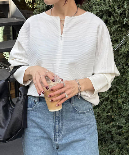 波紋針織拼接套頭衫/可成套搭配