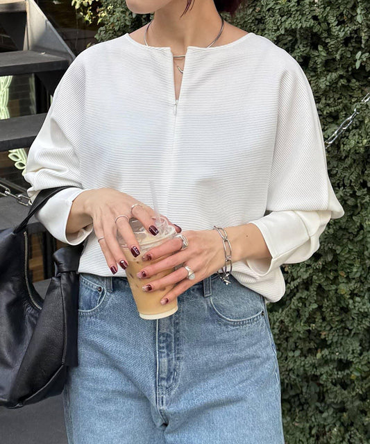 波紋針織拼接套頭衫/可成套搭配