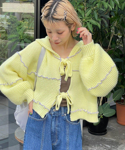 H.S拼色卷邊拼接連帽開衫