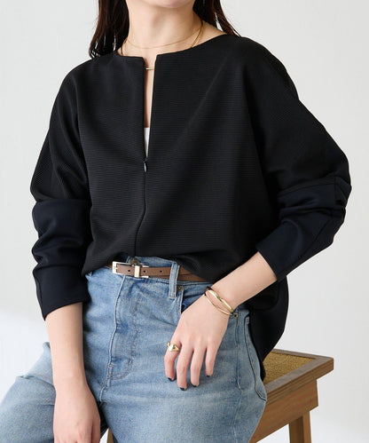 波紋針織拼接套頭衫/可成套搭配