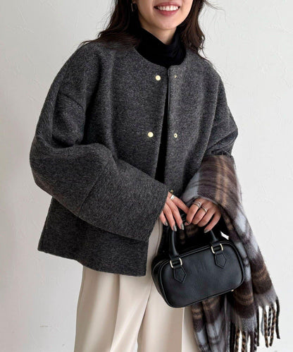 意大利風格輕盈無領夾克